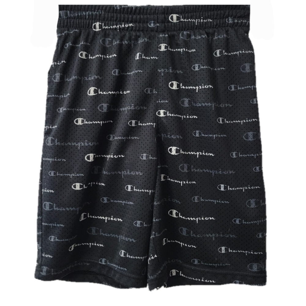 Champion Black Patterned Logo Athletic Shorts